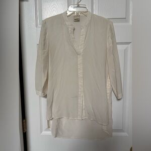 Baldwin Women’s Sz SM Ivory Cream 100% Silk Long Sleeve Blouse Tunic